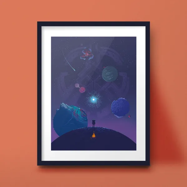 Outer Wilds Game art print, planets poster design