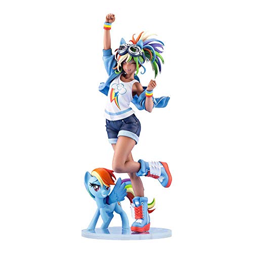 JJRPPFF Rainbow Dash Figure, 9.3 Inches My Little Pony Character Model, Standing Posture, Desktop Lifelike Static Dolls, PVC Material Anime Girl Figures (for Gift Collection)