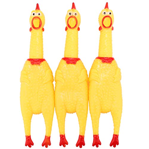 LEGEND SANDY Screaming Chicken,Yellow Rubber Squaking Chicken Toy Novelty and Durable Rubber Chicken for Kids and Dogs,Rubber Chickens Value 3 Pack - gelb