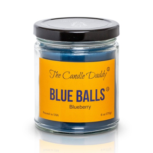 Blue Balls - Blueberry Scented Candle - Funny- 6 Ounce Jar Candle- Hand Poured in Indiana - 