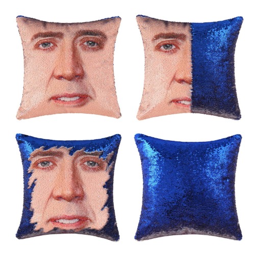 Merrycolor Mermaid Pillow Cover Sequin Pillow Case Magic Reversible Sequin Pillow Cover Decorative Throw Cushion Case (Dark Blue) - Dark Blue