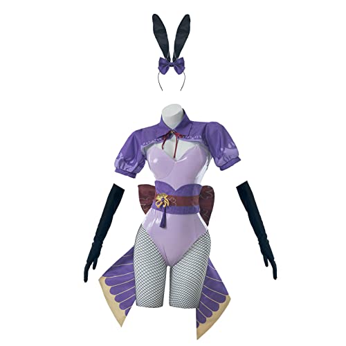 Nuoqi Bunny Dva Cosplay Costume Hana Song Dva Bunny Girl Bodysuit Bunny Suit Set - Purple - Large