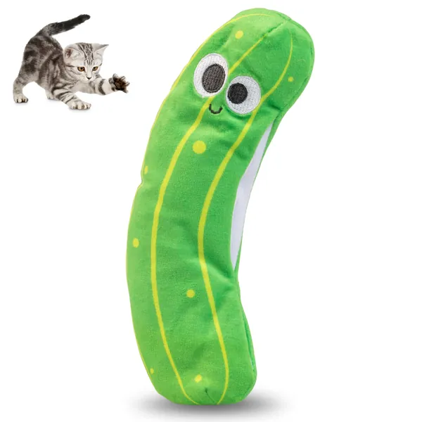 Pet Craft Supply Flipper Flopper Interactive Electric Realistic Flopping Wiggling Moving Fish Potent Catnip and Silvervine Cat Toys - Wiggle Pickle