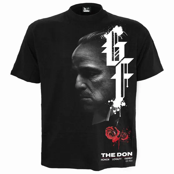 GODFATHER - DON - Front Print T-Shirt Black - 4XL