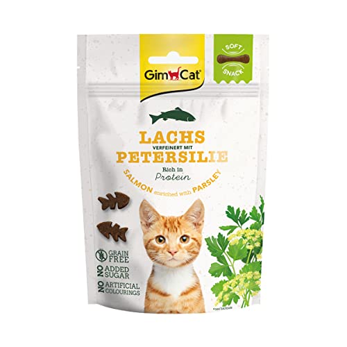 GimCat Soft Snacks Lachs mit Petersilie - Weiches und proteinreiches Katzenleckerli ohne Zuckerzusatz - 1 Beutel (1 x 60 g) - 60 g (1er Pack) - Lachs mit Petersilie