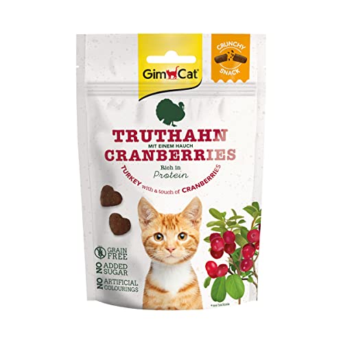 GimCat Crunchy Snacks Truthahn mit Cranberries - Knuspriges und proteinreiches Katzenleckerli ohne Zuckerzusatz - 1 Beutel (1 x 50 g) - 50 g (1er Pack) - Truthahn mit Cranberries