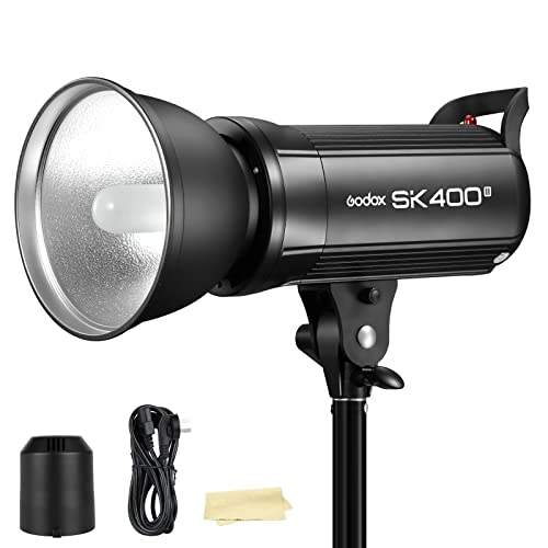 Godox SK400II 400Ws GN65 5600K Studio Strobe Flash Monolight Light for Studio Shooting,with Built-in Godox 2.4G Wireless X System,150W Modeling Lamp(Bowens Mount) - Godox SK400II - Black