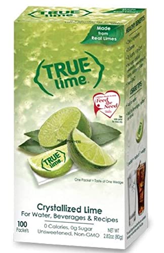 TRUE LIME Water Enhancer, Bulk Dispenser Pack, 0 Calorie Drink Mix Packets For Water, Sugar Free Lime Flavoring Powder, Water Flavo Made with Real Limes, 100 Count (Pack of 1) - True Lime (Pack of 100)
