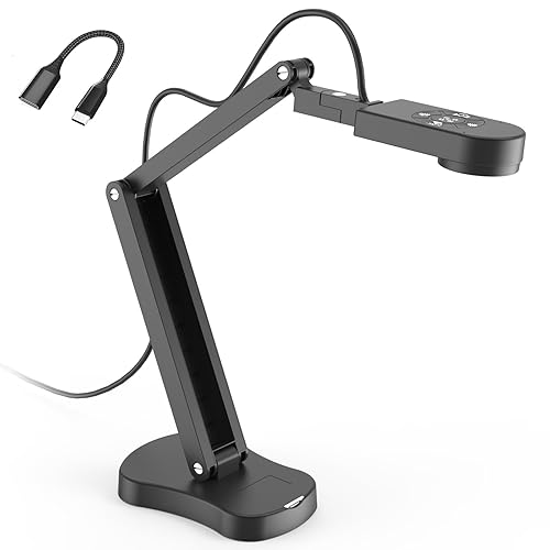 PAKOTOO 8MP Document Camera, Doc Camera, USB Webcam for Teachers and Classroom, for A3 A4 Size, Built-in Mic, LED Light, Image Inverst, for Windows, Mac, Chromebook, Distance Teaching