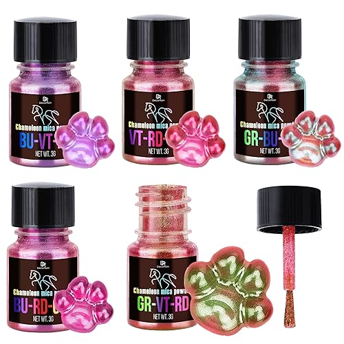 Chameleon Mica Powder - 5 Color Shifting Pigment Powder for Epoxy Resin Art, Tumbler, Painting - Epoxy Resin Color Changing Pigment Red Tones Chameleon Mica for Candle, Slime, Soap Making, Nail Art - Red Tones