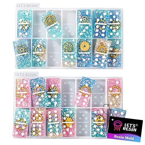 LET'S RESIN Domino Resin Molds,Domino Double Six Epoxy Resin Molds,Silicone Domino Game Molds, DIY Silicone Molds for Personlized Dominoes