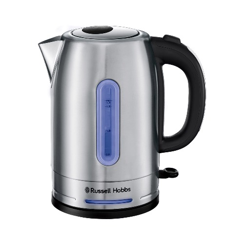 Russell Hobbs Electric Quiet Kettle, RHK26330, 1.7L, Blue Light Illumination, Brushed Stainless Steel