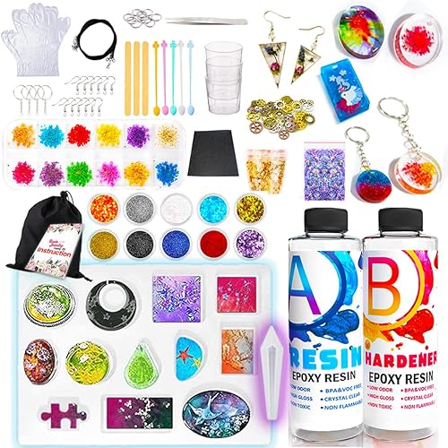 Goody King Resin Jewelry Making Starter Kit - Resin Kits for Beginners with Molds and Resin Jewelry Making Supplies - Silicone Casting Mold, Tools Set Clear Epoxy Resin for DIY Jewelry