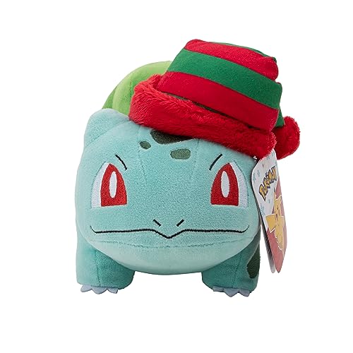 Pokémon PKW - 8" Seasonal Plush (Holiday) Bulbasaur with Striped Hat - W4 - Bulbasaur with striped Hat