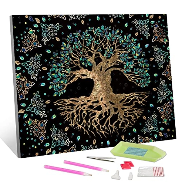 Diamond Painting Kits for Adults, Tree of Life round Full Drill Diamond Art  Kits