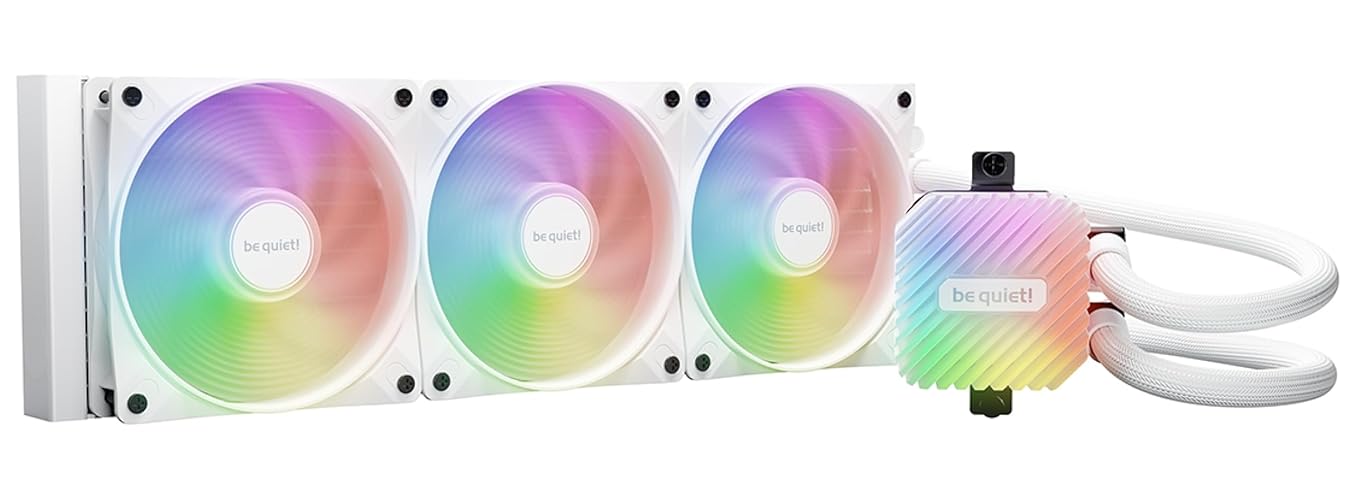 be quiet! Light Loop 360mm White Wasserkühlung für stark übertaktete Systeme, 3x Light Wings LX 120mm PWM high-speed ARGB Lüfter, Stylischer ARGB-Kühlblock, mit ARGB-PWM-Hub, extrem hohe Kühlleistung - 360mm - White