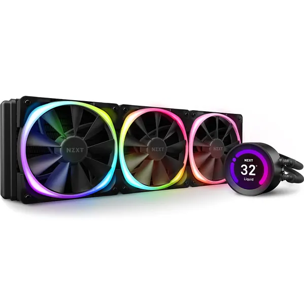 NZXT Kraken Z73 RGB 360mm - RL-KRZ73-R1 - AIO RGB CPU Liquid Cooler - Customizable LCD Display - Improved Pump - Powered by CAM V4 - RGB Connector - Aer RGB 2 120mm Radiator Fans (3 Included)
