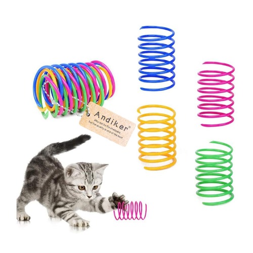 Andiker Cat Spiral Spring, 12 Pc Cat Creative Toy to Kill Time and Keep Fit Interactive cat Toy Durable Heavy Plastic Spring Colorful Springs Cat Toy for Swatting, Biting, Hunting Kitten Toys - 