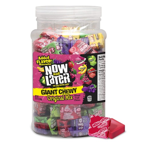 Now & Later Chewy Mixed Fruit Chews Assorted, 38 Ounce Jar