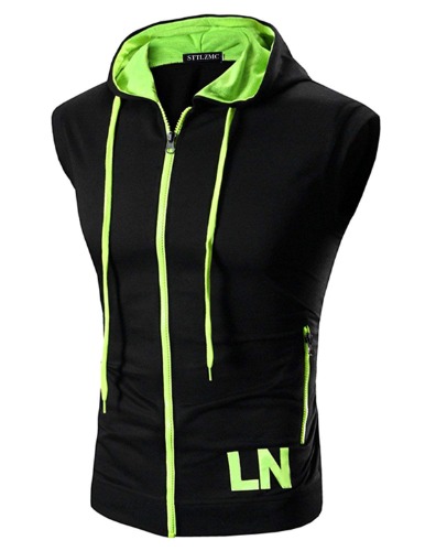 STTLZMC Men's Casual Sleeveless Hoodie Zip Up Vest with Pockets Tank Tops