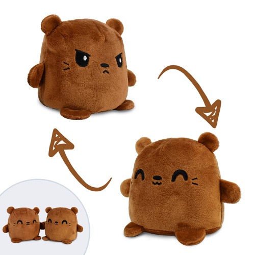 TeeTurtle | Plushmates | Otter | Brown | Happy + Angry | The Reversible Plush That Hold Hands!