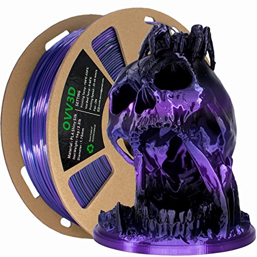 OVV3D PLA Filament 1.75mm, 3D Printer Filament Silk Black Purple Color Changing, Silk PLA Filament, 3D Filament 3D Printing Filament 1.75 +/-0.02mm, 1kg - Black Purple