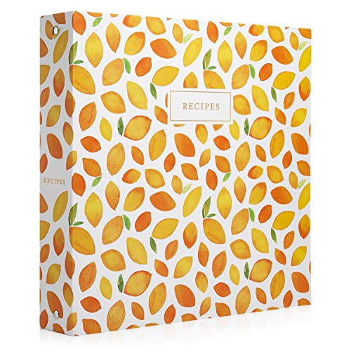 Jot & Mark Recipe 3 Ring Binder 8.5x11 | Full-Page with Clear Protective Sleeves to Write in Your Own Recipes and Color Printing Paper for Family Recipes - 8.5" x 11" Recipe Binder - Lemon Twist