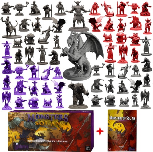 Wildspire Fantasy Miniatures w/ Huge Dragon for DND Miniatures Monsters DND Accessories 28mm Bulk Dungeons and Dragons Miniatures D&D Miniatures DND Minis DND Figures Starter Set Tabletop DND Gifts