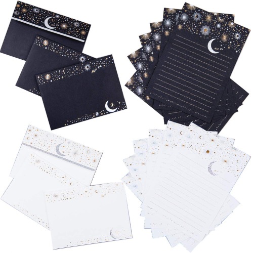 36pcs Starry sky letter writing stationary paper and envelopes set, literary love letter high-end bronzing invitation, creative small fresh Japanese-style Stationery Set Letter Writing Paper