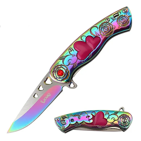 Lovely 7&quot; Cupid Heart Ladies Valentines day Pocket Knife with LOVE Pocket Clip Included (Knife for Loved Ones).