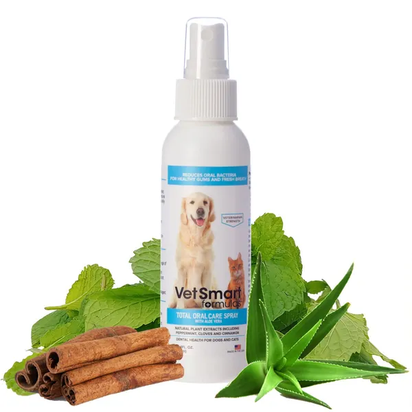 VetSmart Formulas Dog Breath Freshener: Eliminate Bad Breath and Prevent Oral Disease in Dogs and Cats - Teeth Cleaning Spray with Aloe Vera - Plaque and Tartar Remover, Oral Hygiene for Pets - Pack of 1