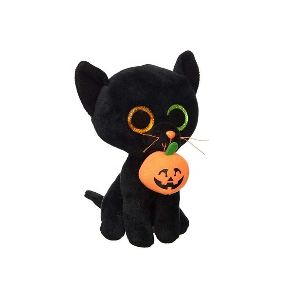 Halloween Kitty Meets Bat and Pumpkin - Black
