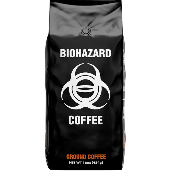 Biohazard Ground Coffee, The World's Strongest Coffee 928 mg Caffeine (16 oz)