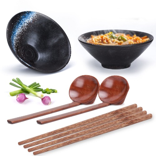 Ramen bowl ceramic, 2 sets (6 stuks) Ramen Bowl met spoon and chopsticks