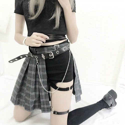 Punk Rock Pleated Skirt - Skirt