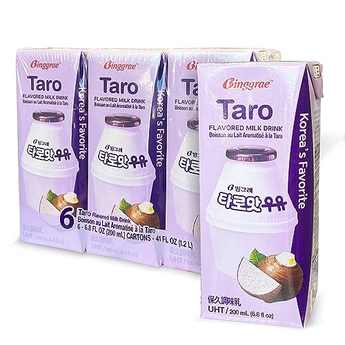 Binggrae Taro Flavored Milk (Pack of 6) - Taro - 6.80 Fl Oz (Pack of 6)