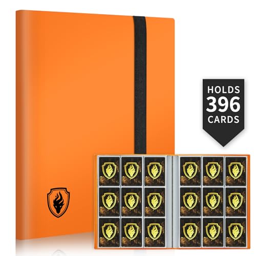 Fabmaker Card Binder, 396 Pockets Trading Card Binder, Sturdy Card Album for Collectible Cards, Side-Loading Card Collection Folder for TCG, MTG, Yugioh, Other Game Cards, Sport Cards, Orange - Orange