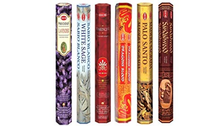 Hem Incense Sticks | 6 Boxes X 20 Sticks Each |Lavender,White Sage, Frankincense,Dragon Blood, Palo Santo & Sandalwood| - Total 120 Sticks