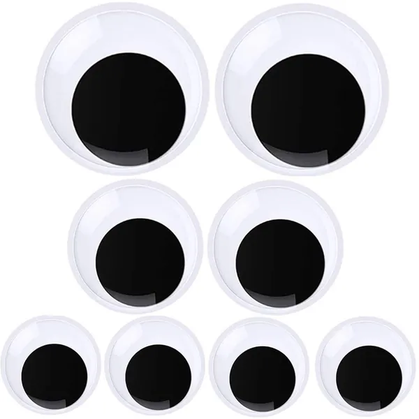 Giant Wiggle Googly Eyes with Self Adhesive Large Black Plastic Eyes for Crafts 2 Inch 3 Inch 4 Inch Set of 8 - 3 large sizes-8pcs