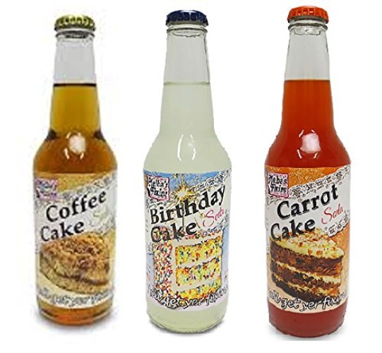 Melba's Fixins Cake Flavored Soda - 12oz Bottle - 3 Pack (Carrot Cake, Birthday Cake, Coffee Cake)