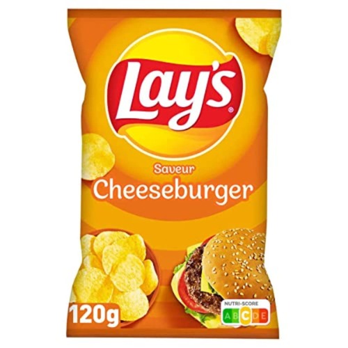 LAYS Cheeseburger Fries from France Snack Asian Fries med solrosolja 120g