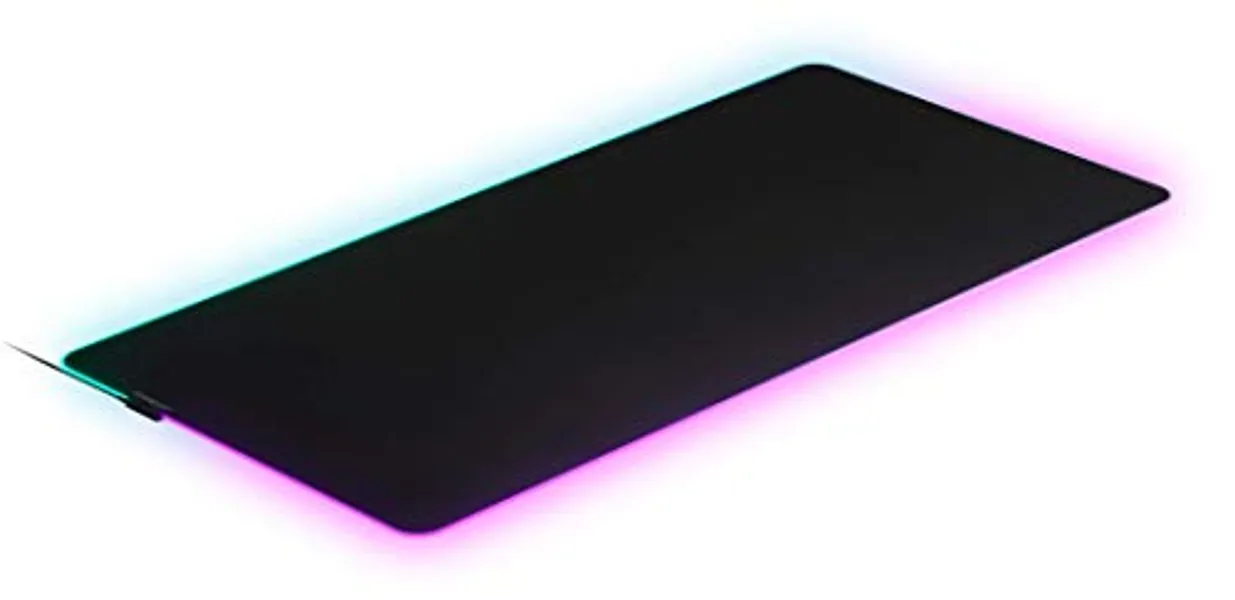 SteelSeries QcK Prism 3XL - Tapis de souris de jeu en tissu - Éclairage RVB 2 zones - Éclairage événementiel en temps réel - Optimisé pour les capteurs de jeu - Taille 3XL (1220mm x 590mm x 2mm)