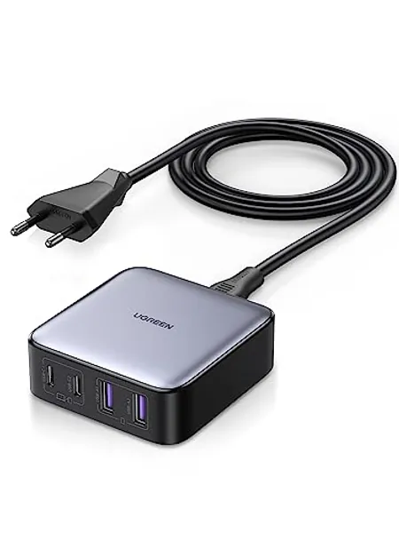 UGREEN Nexode 65W 4 Ports Chargeur USB C Rapide Bureau avec GaN II Tech Compatible avec MacBook Pro Air iPad iPhone 15 Plus Pro Max 14 13 12 Galaxy S24 Ultra Plus, 2M Câble Alimentation Inclus