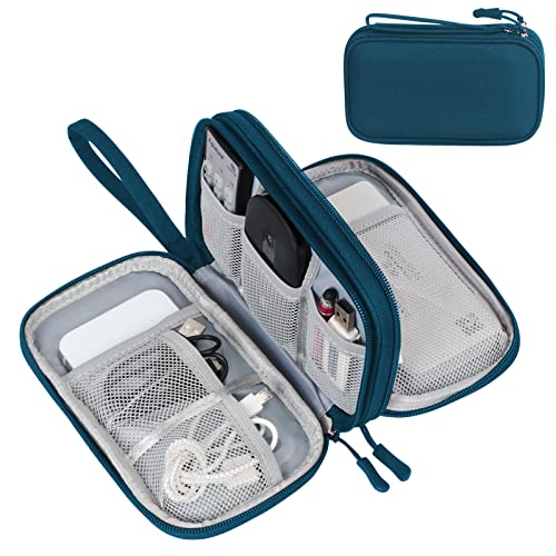 FYY Electronic Organizer, Travel Cable Organizer All-in-One Storage Bag Pouch Electronic Accessories Carry Case Portable Waterproof Double Layers for Cable, Cord, Charger, Phone, Earphone Green - Small - Dark Green