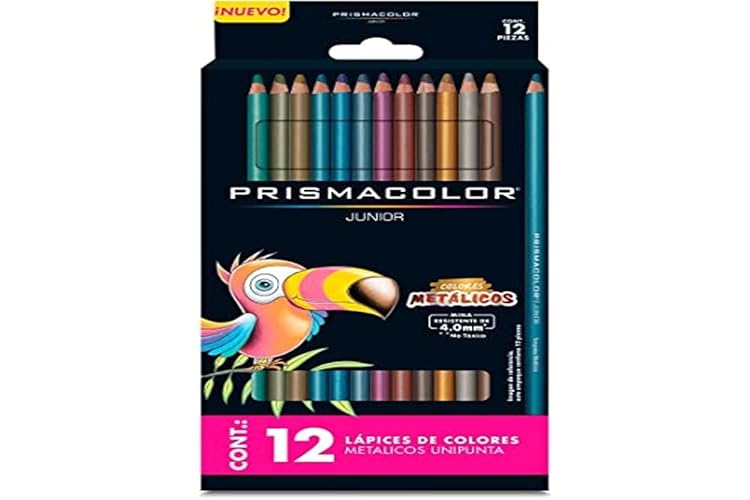 Prismacolor Metallic Colored Pencils Set, Pack of 12 count Metallic Colors, Junior 4.0mm… - Metallic - 1 Count (Pack of 12) - Metallic Colors