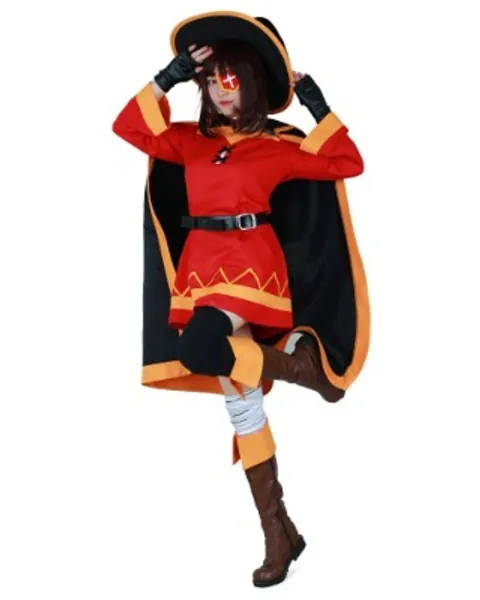 miccostumes Women's Megumin Cosplay Cloak Costume Red Dress Costume