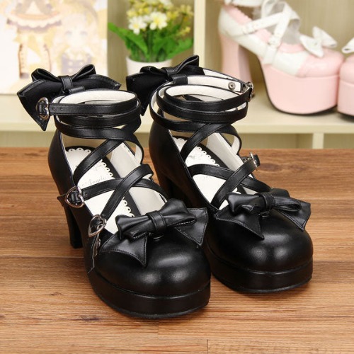 Strappy Wrap Princess Heels - Black / 7.5
