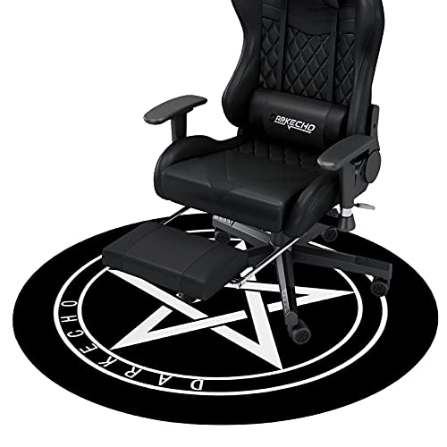 Darkecho Office Chair Mat for Carpeted and Hardwood Floor,Pentacle Gaming Chair Mat,39 Inch Round Pentagram Floor Mats for Office Chair Desk Chair,Anti Slip Floor Protector for Rolling Chair,Black - Black