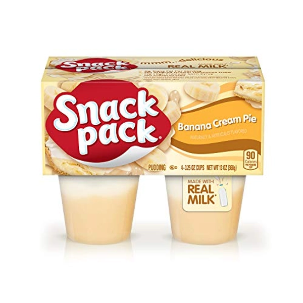 Snack Pack Banana Cream Pie Pudding Cups, 4 Count, 12 Pack - Banana cream pie