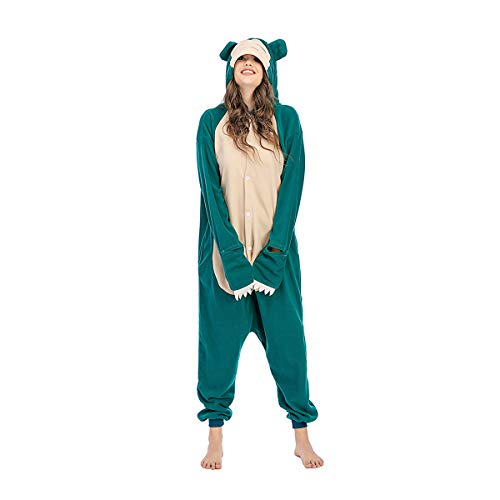 Wishliker Adult Onesie Animal Pajamas Halloween Cosplay Costumes Party Wear - Blue-snorlax - Large